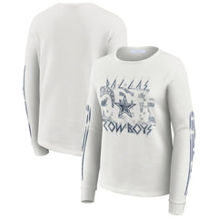 Dallas Cowboys WEAR by Erin Andrews Women's Graphic Waffle Long-Sleeve T-Shirt - White sale