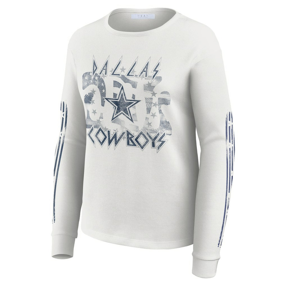 Dallas Cowboys WEAR by Erin Andrews Women's Graphic Waffle Long-Sleeve T-Shirt - White sale