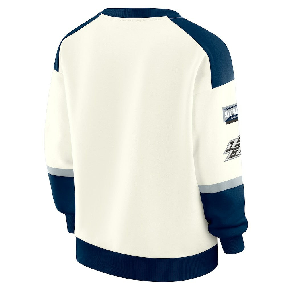 Dallas Cowboys WEAR by Erin Andrews Women's Racing Crew V-Neck Sweatshirt - Cream online