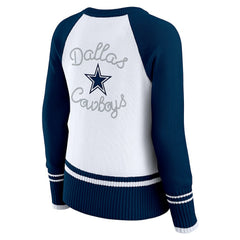 Dallas Cowboys WEAR by Erin Andrews Women's Colorblock Raglan Sweater - White/Navy sale
