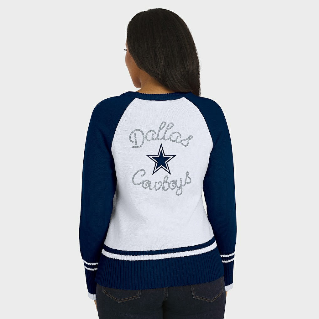Dallas Cowboys WEAR by Erin Andrews Women's Colorblock Raglan Sweater - White/Navy sale