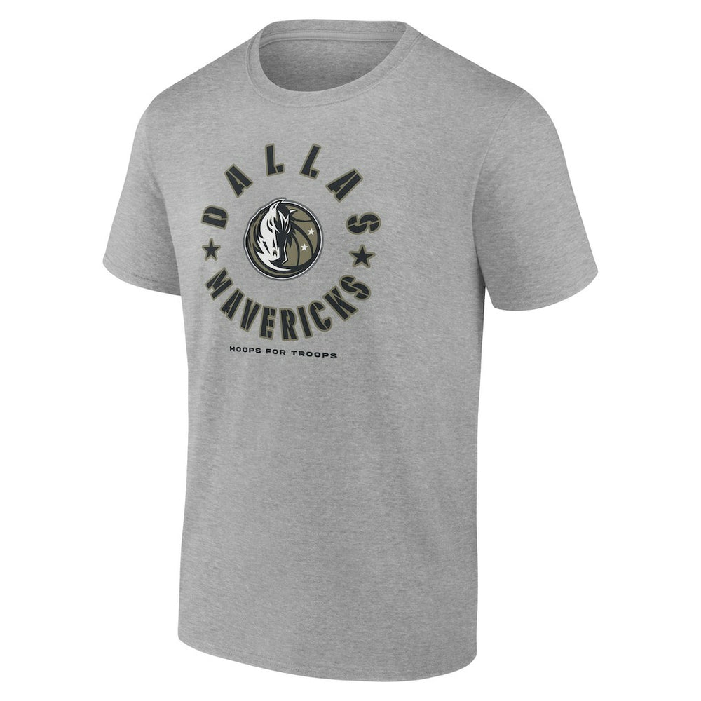 Dallas Mavericks Hoops for Troops T-Shirt sale - Heather Gray on sale
