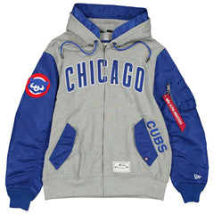 Chicago Cubs x Alpha Industries Full-Zip Hoodie Jacket Heather Gray/Royal