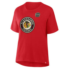 Chicago Blackhawks Fanatics Women's 2025 Winter Classic Primary Logo T-Shirt - Athletic Red T-shirts