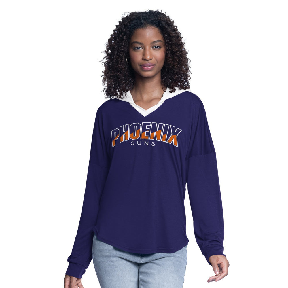 Phoenix Suns G-III 4Her by Carl Banks Women's Bench Player Oversized Long Sleeve Hooded Top - Purple on sale