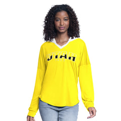 Utah Jazz G-III 4Her by Carl Banks Women's Bench Player Oversized Long Sleeve Hooded Top - Gold online