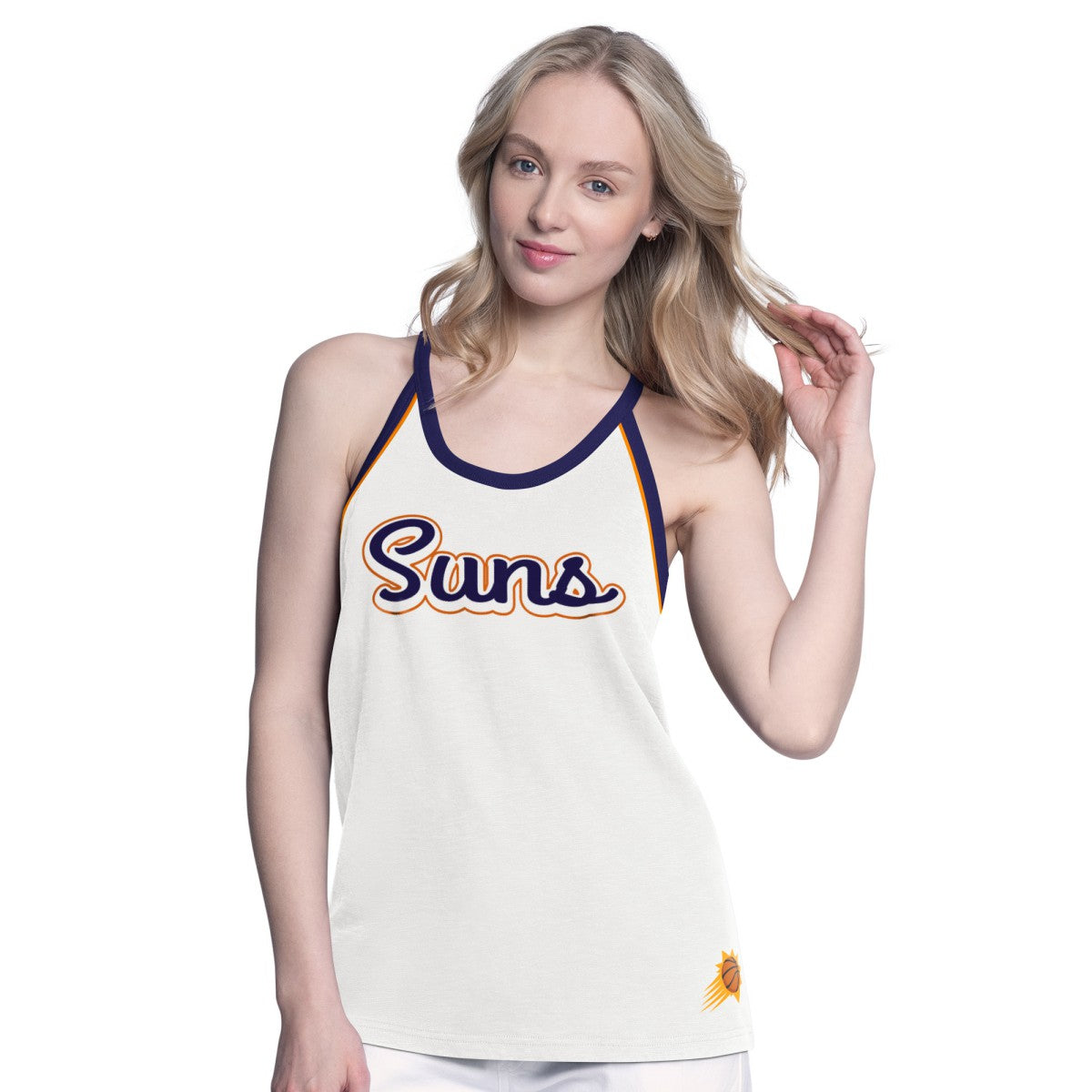 Phoenix Suns G-III 4Her by Carl Banks Women's Curveball Racerback Scoop Neck Slub Tank Top - White on sale