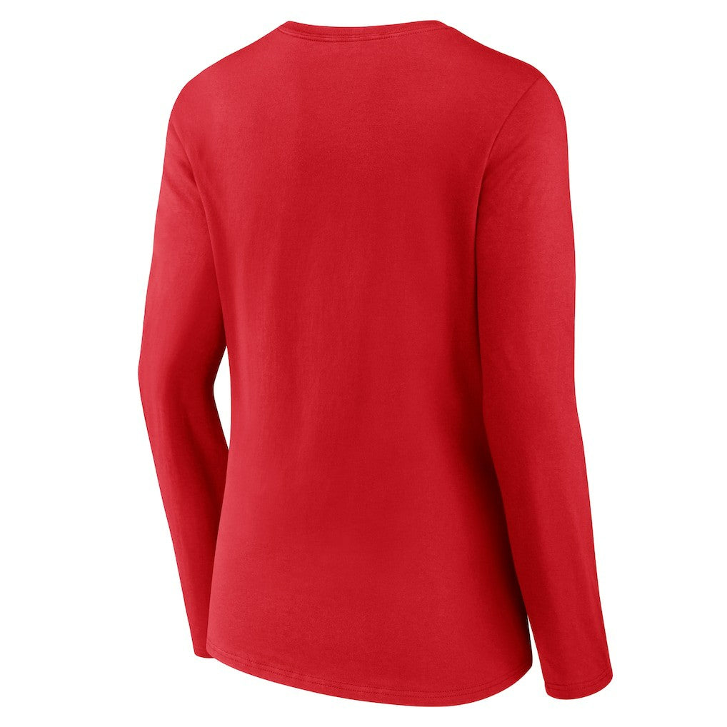 Kansas City Chiefs Women's Primary Logo Long Sleeve V-Neck T-Shirt - Red cheap