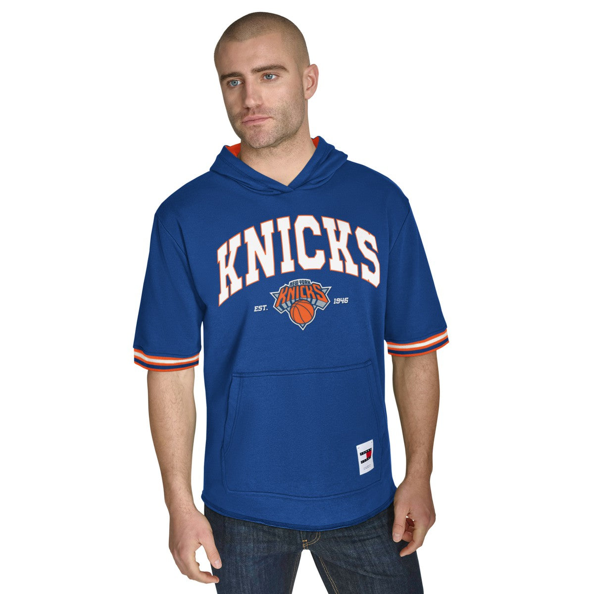 New York Knicks Tommy Jeans Paul French Terry Short Sleeve Pullover Hoodie - Blue shop