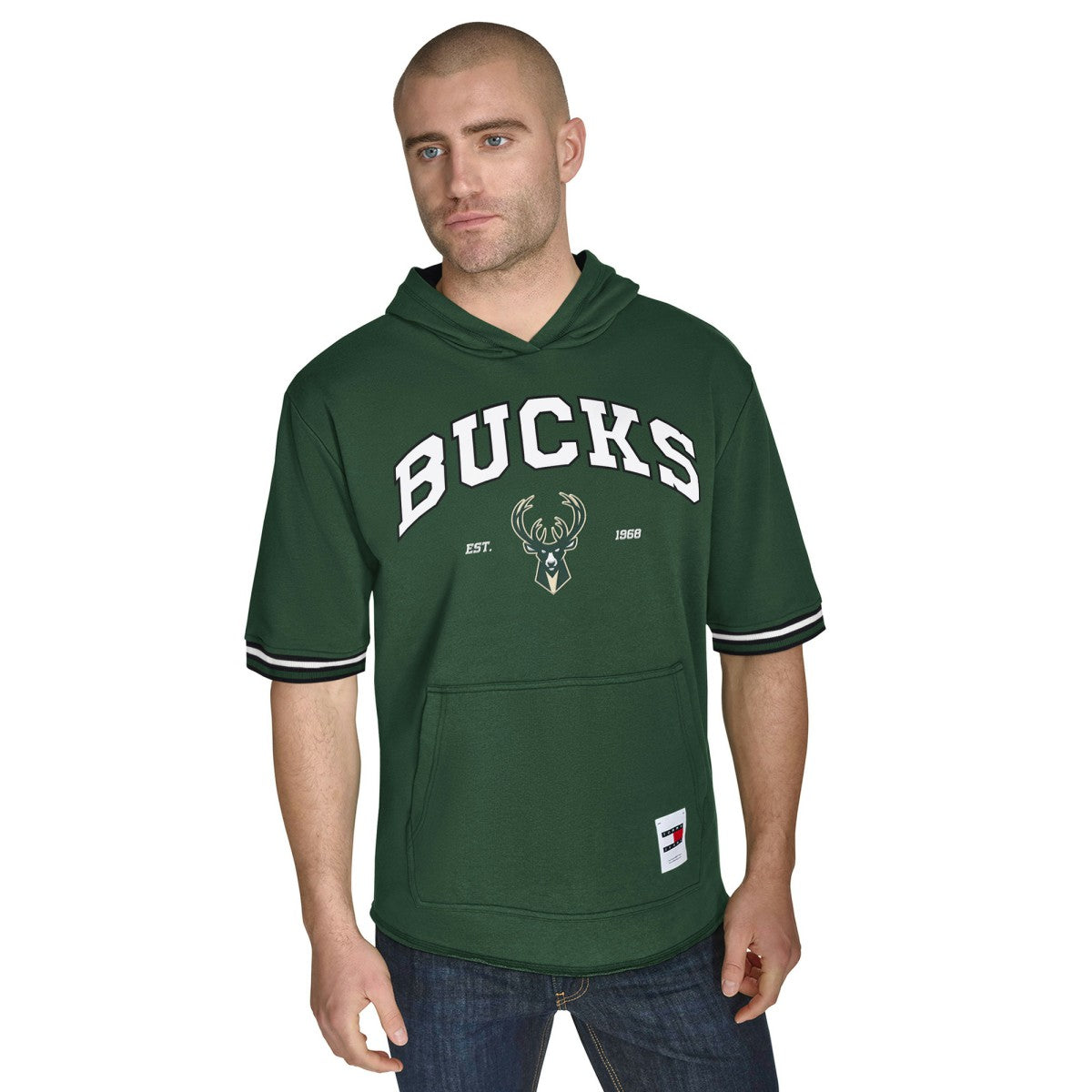 Milwaukee Bucks Tommy Jeans Paul French Terry Short Sleeve Pullover Hoodie - Hunter Green shop
