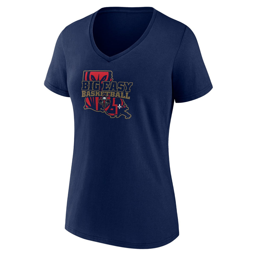 New Orleans Pelicans Women's Core Hometown Launch V-Neck T-Shirt - Navy on sale