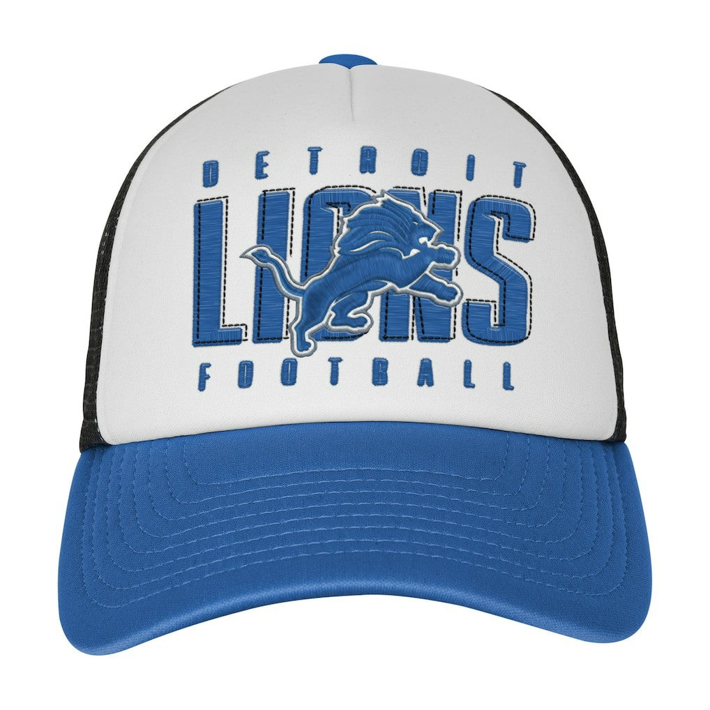 Detroit Lions Youth Essentials Trucker Adjustable Hat - White/Blue online