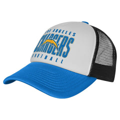 Los Angeles Chargers Youth Essentials Trucker Adjustable Hat - White/Powder Blue for sale