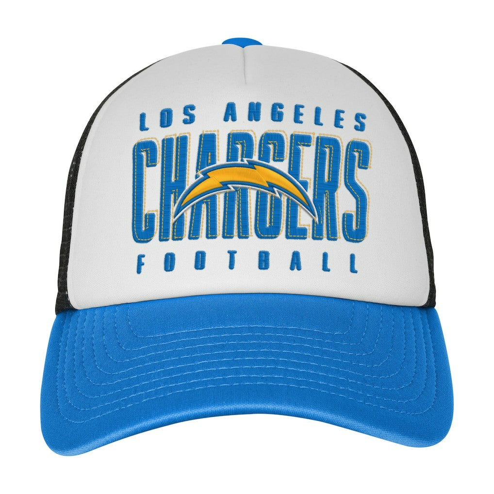 Los Angeles Chargers Youth Essentials Trucker Adjustable Hat - White/Powder Blue for sale