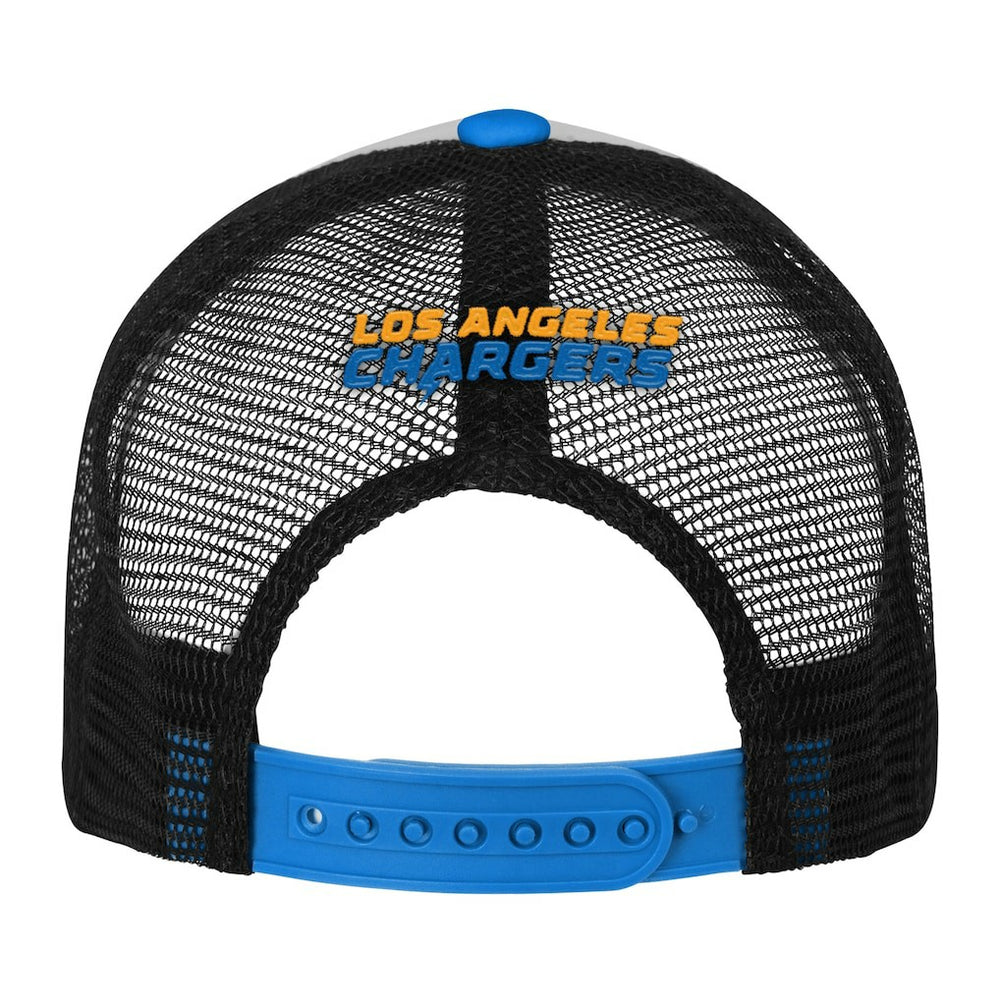 Los Angeles Chargers Youth Essentials Trucker Adjustable Hat - White/Powder Blue for sale