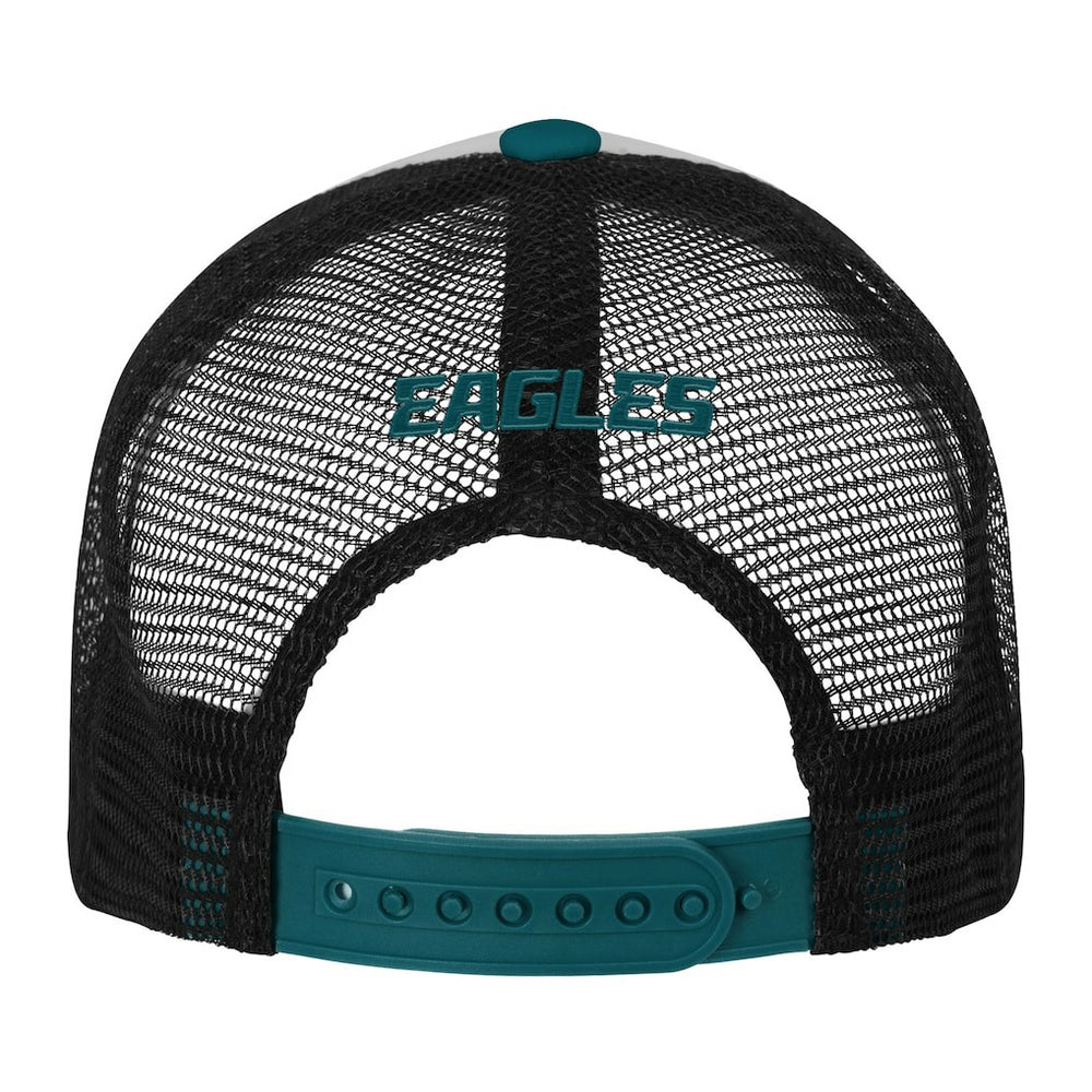 Philadelphia Eagles Youth Essentials Trucker Adjustable Hat - White/Midnight Green for sale