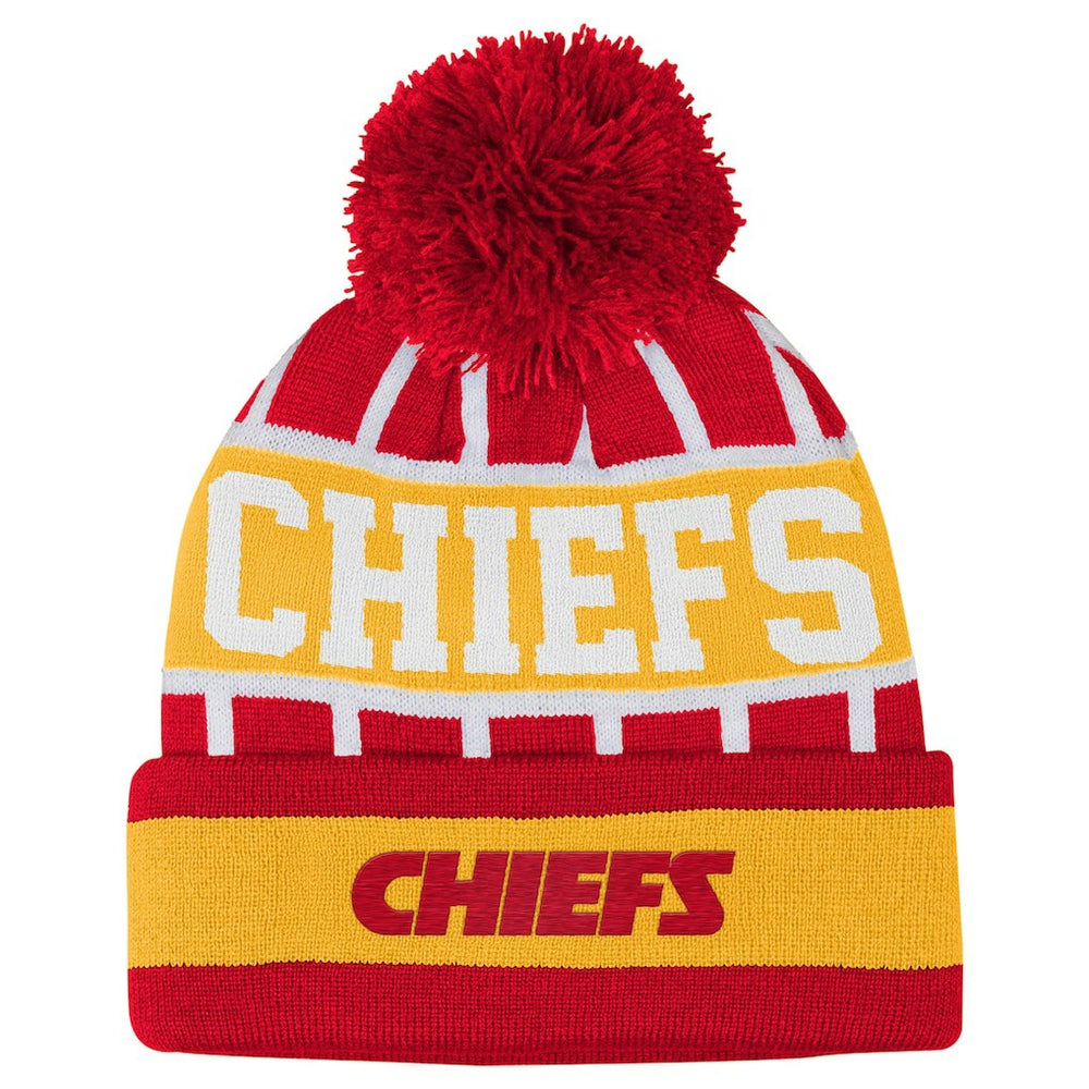 Kansas City Chiefs Outerstuff Youth Go Fast Cuffed Knit Hat with Pom - Red on sale