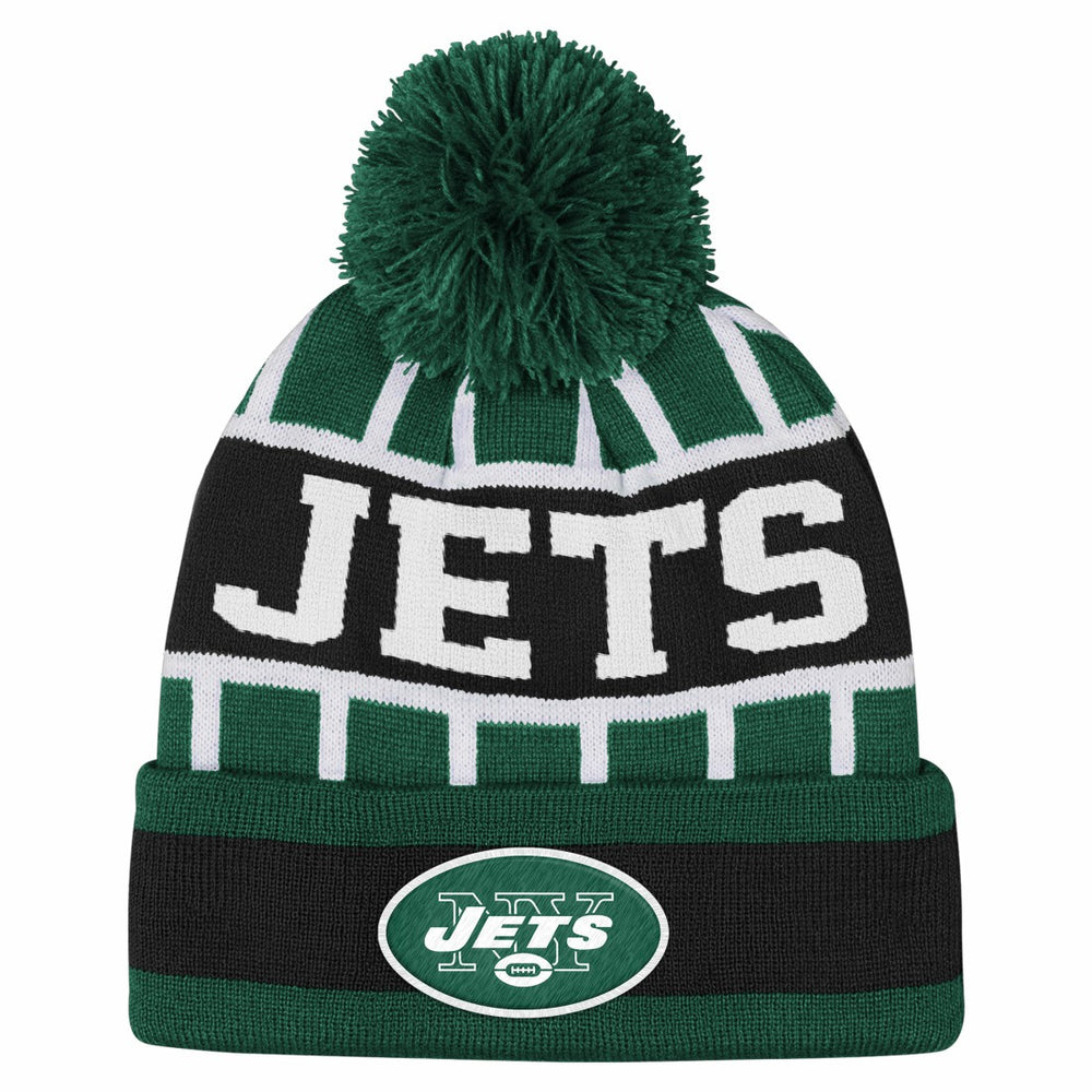New York Jets Outerstuff Youth Go Fast Cuffed Knit Hat with Pom - Green on sale