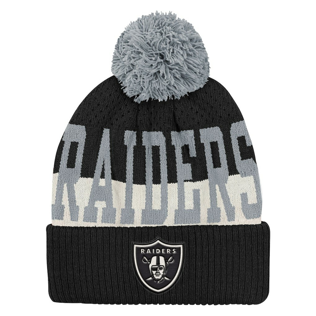 Las Vegas Raiders Outerstuff Youth Modern Fan Cuffed Knit Hat with Pom - Black discount