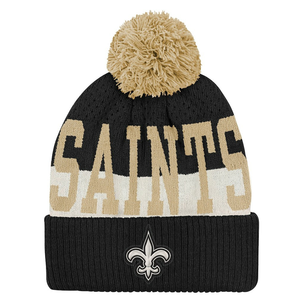 New Orleans Saints Outerstuff Youth Modern Fan Cuffed Knit Hat with Pom - Black online