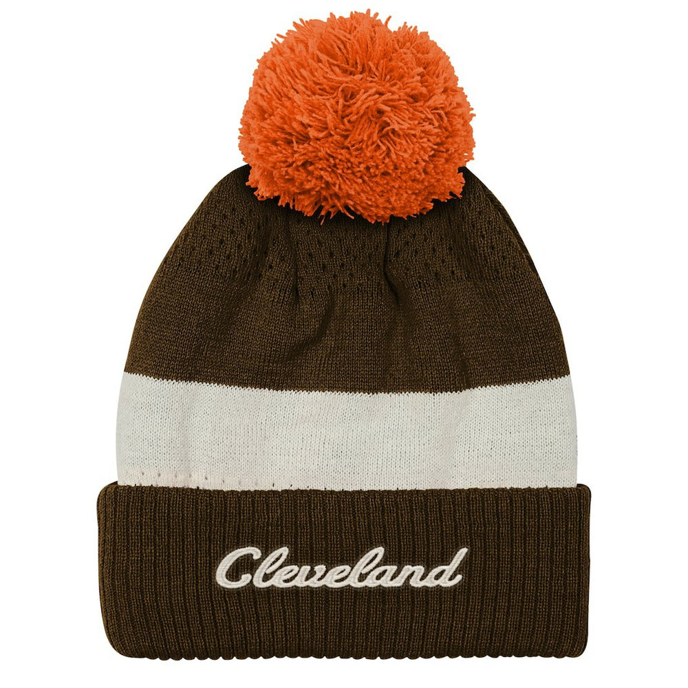 Cleveland Browns Outerstuff Youth Modern Fan Cuffed Knit Hat with Pom - Brown for sale