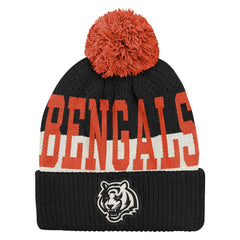 Cincinnati Bengals Outerstuff Youth Modern Fan Cuffed Knit Hat with Pom - Black for sale