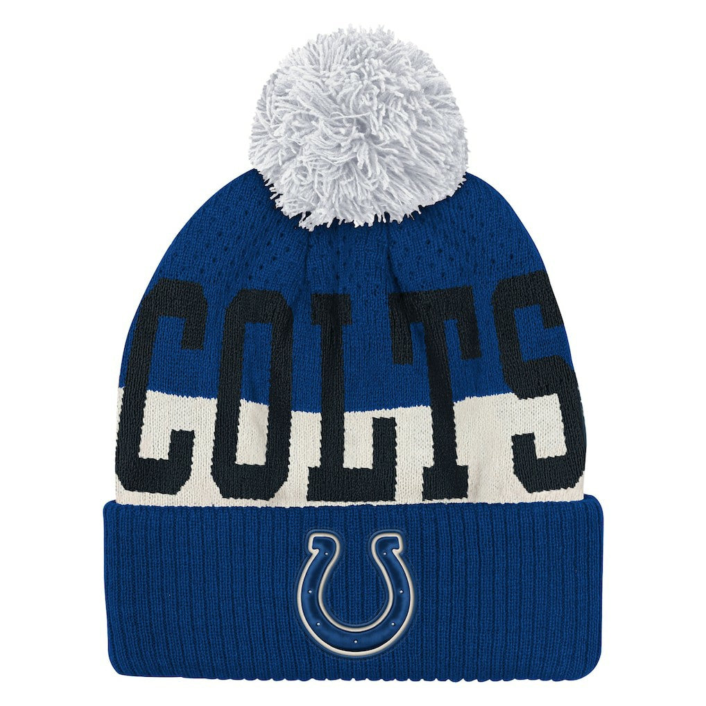 Indianapolis Colts Outerstuff Youth Modern Fan Cuffed Knit Hat with Pom - Royal cheap