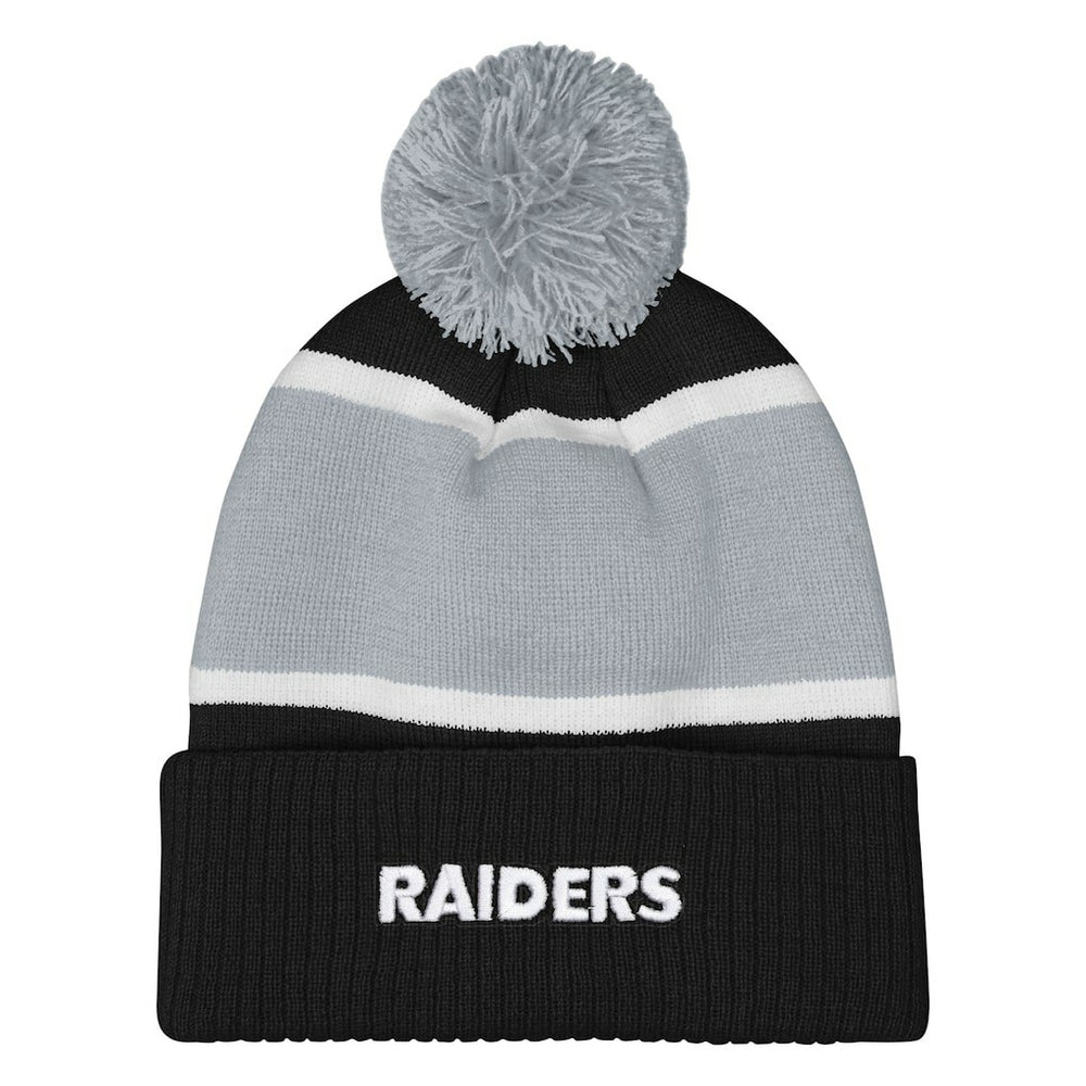 Las Vegas Raiders Outerstuff Girls Let's Play Cuffed Knit Hat with Pom - Black cheap