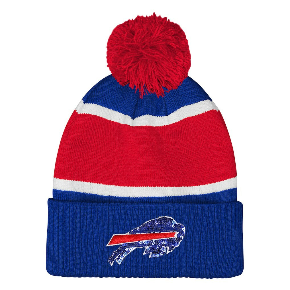 Buffalo Bills Outerstuff Girls Let's Play Cuffed Knit Hat with Pom - Royal for sale