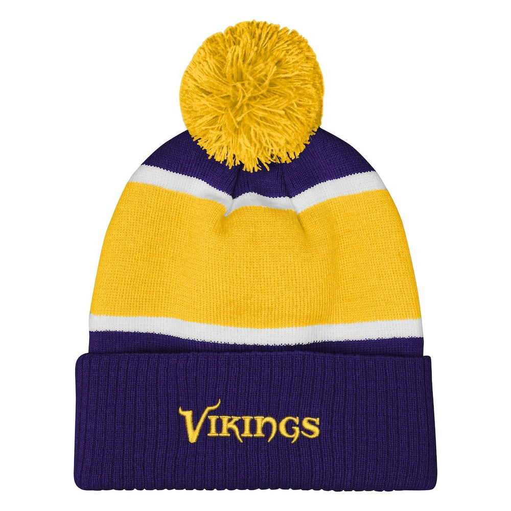 Minnesota Vikings Outerstuff Girls Let's Play Cuffed Knit Hat with Pom - Purple for sale