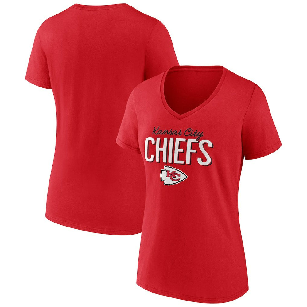Kansas City Chiefs Women's Nostalgia V-Neck T-Shirt - Red for sale