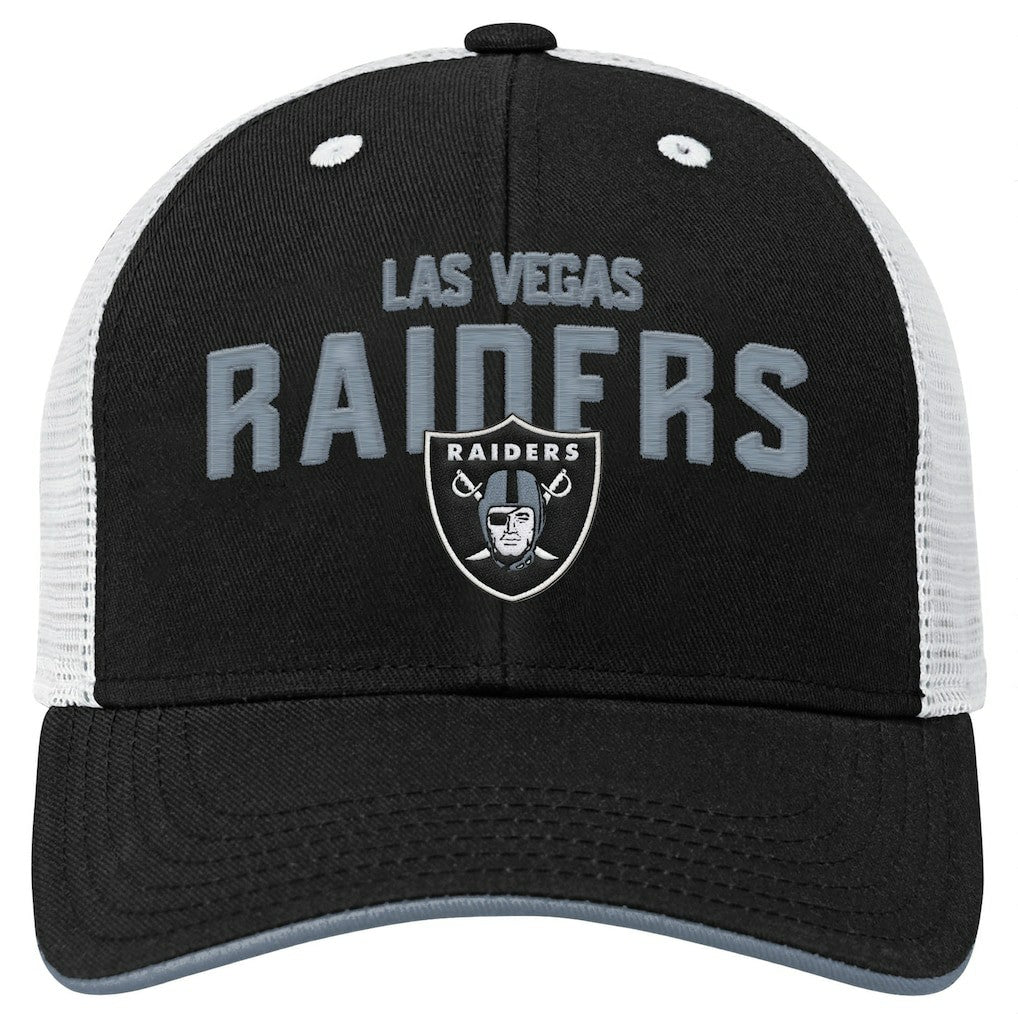 Las Vegas Raiders Outerstuff Youth Core Lockup Trucker Adjustable Hat - Black for sale