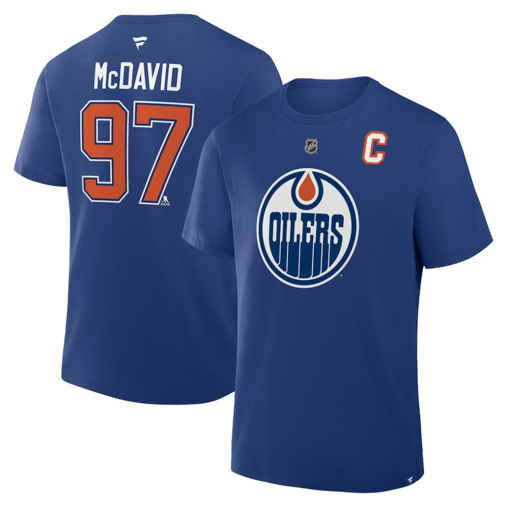 Connor McDavid Edmonton Oilers Fanatics Authentic Stack Name & Number T-Shirt - Royal T-shirts