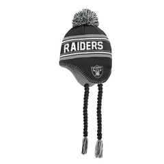 Las Vegas Raiders Outerstuff Youth Jacquard Tassel Knit Hat with Pom - Black for sale
