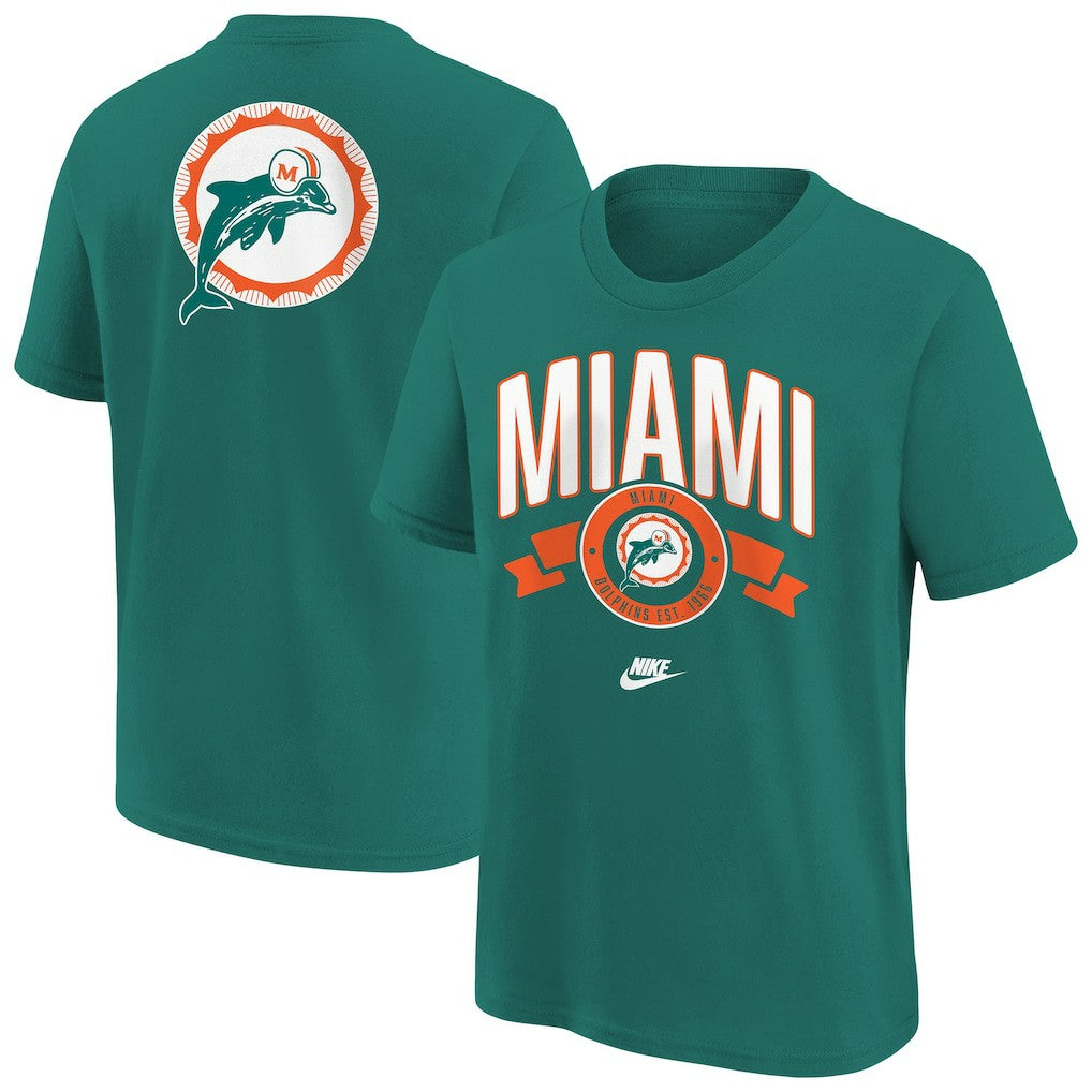 Miami Dolphins Youth Rewind Front & Back Essential T-Shirt - Aqua cheap