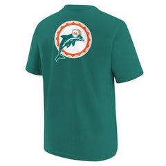 Miami Dolphins Youth Rewind Front & Back Essential T-Shirt - Aqua cheap