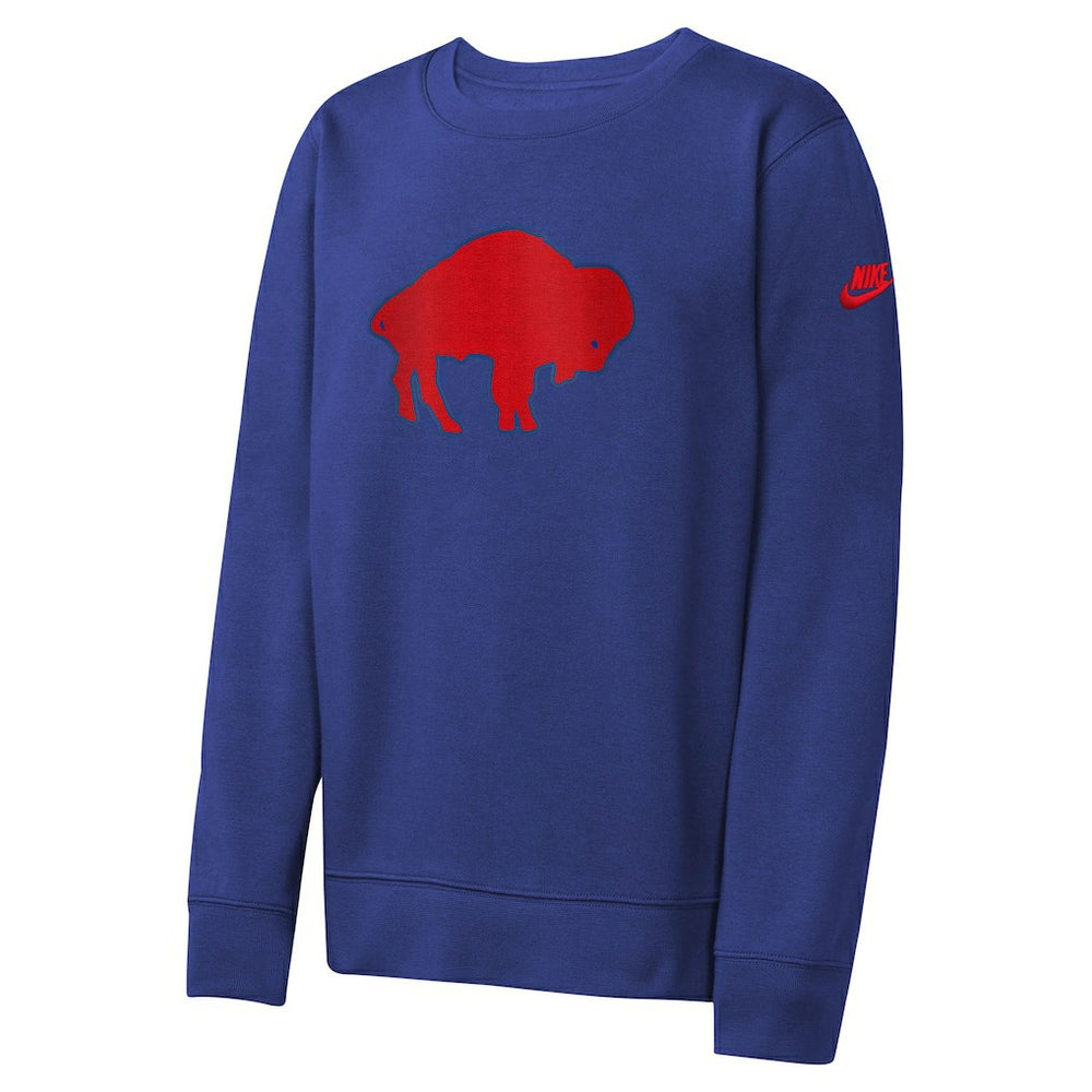 Buffalo Bills Youth Rewind Essential Pullover Crewneck Sweatshirt - Royal discount