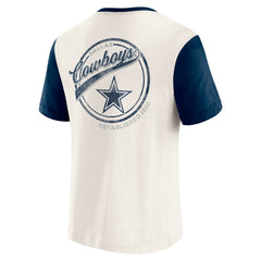 Dallas Cowboys Darius Rucker Collection Henley Colorblock Slub Pocket T-Shirt - Cream for sale