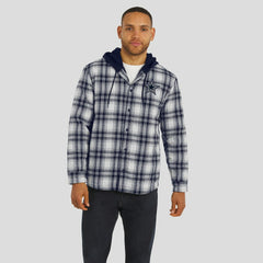 Dallas Cowboys Darius Rucker Collection Plaid Flannel Quilted Full-Snap Hooded Shacket - Navy online