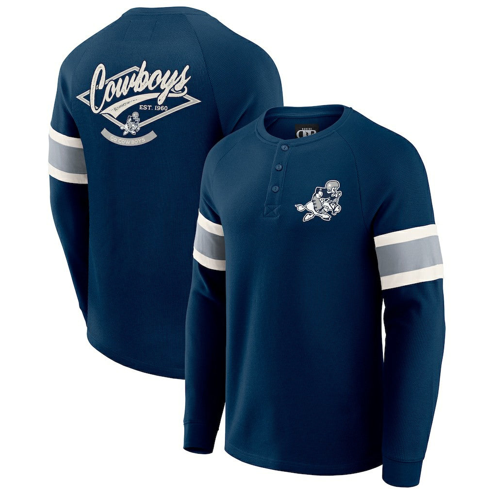 Dallas Cowboys Darius Rucker Collection Waffle-Knit Raglan Long Sleeve Henley T-Shirt - Navy sale