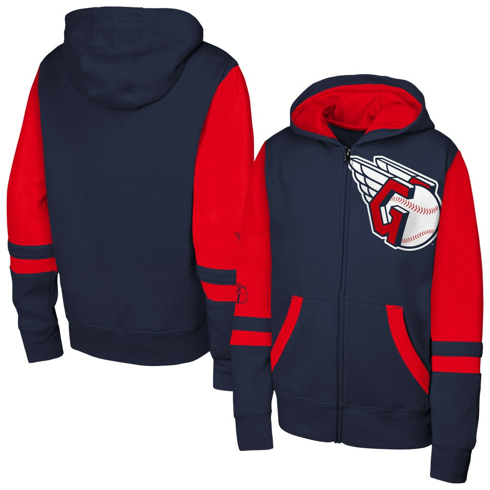 Cleveland Guardians Outerstuff Youth Stadium Colorblock Full-Zip Hoodie Navy