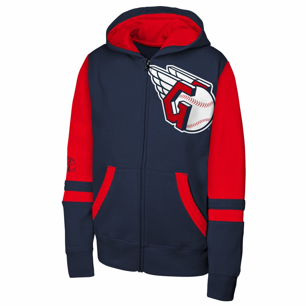 Cleveland Guardians Outerstuff Youth Stadium Colorblock Full-Zip Hoodie Navy