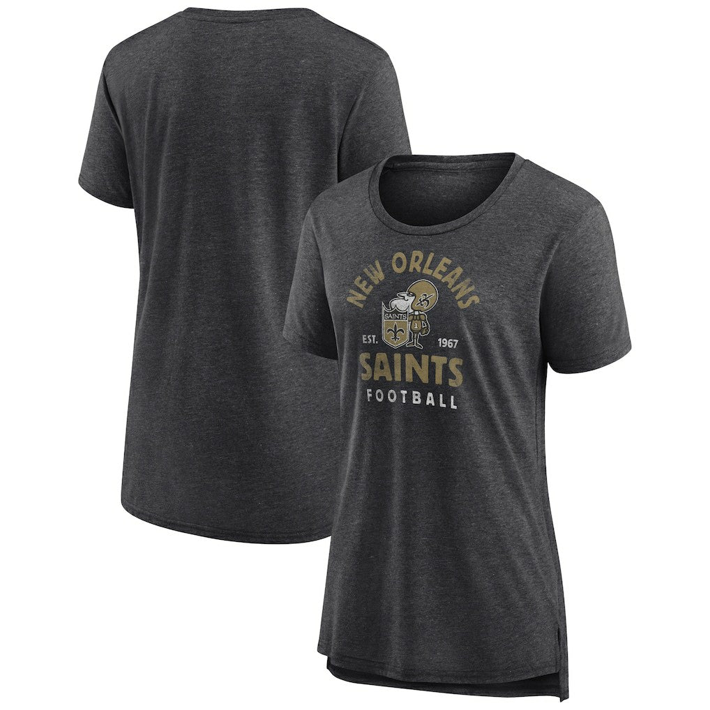 New Orleans Saints Women's Vintage Arch Tri-Blend T-Shirt - Charcoal for sale