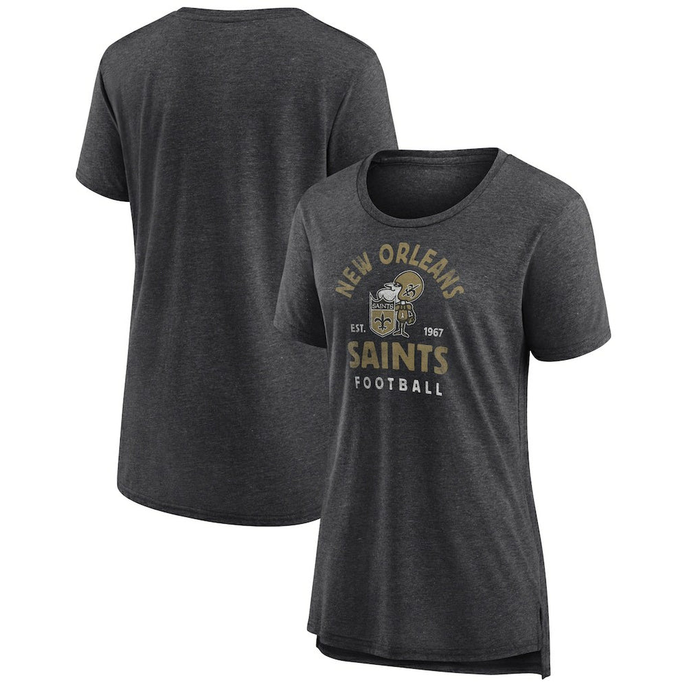 New Orleans Saints Women's Vintage Arch Tri-Blend T-Shirt - Charcoal for sale