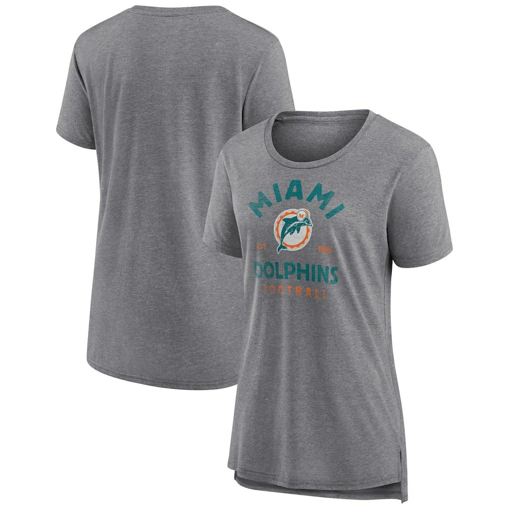 Miami Dolphins Women's Vintage Arch Tri-Blend T-Shirt - Gray on sale