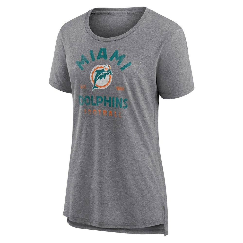 Miami Dolphins Women's Vintage Arch Tri-Blend T-Shirt - Gray on sale