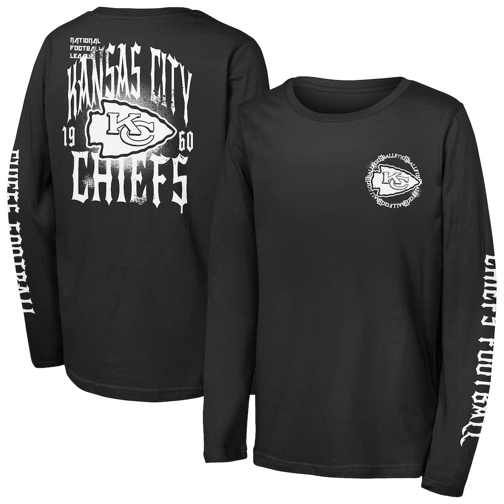 Kansas City Chiefs Outerstuff Youth Rumble Long Sleeve T-Shirt - Black cheap