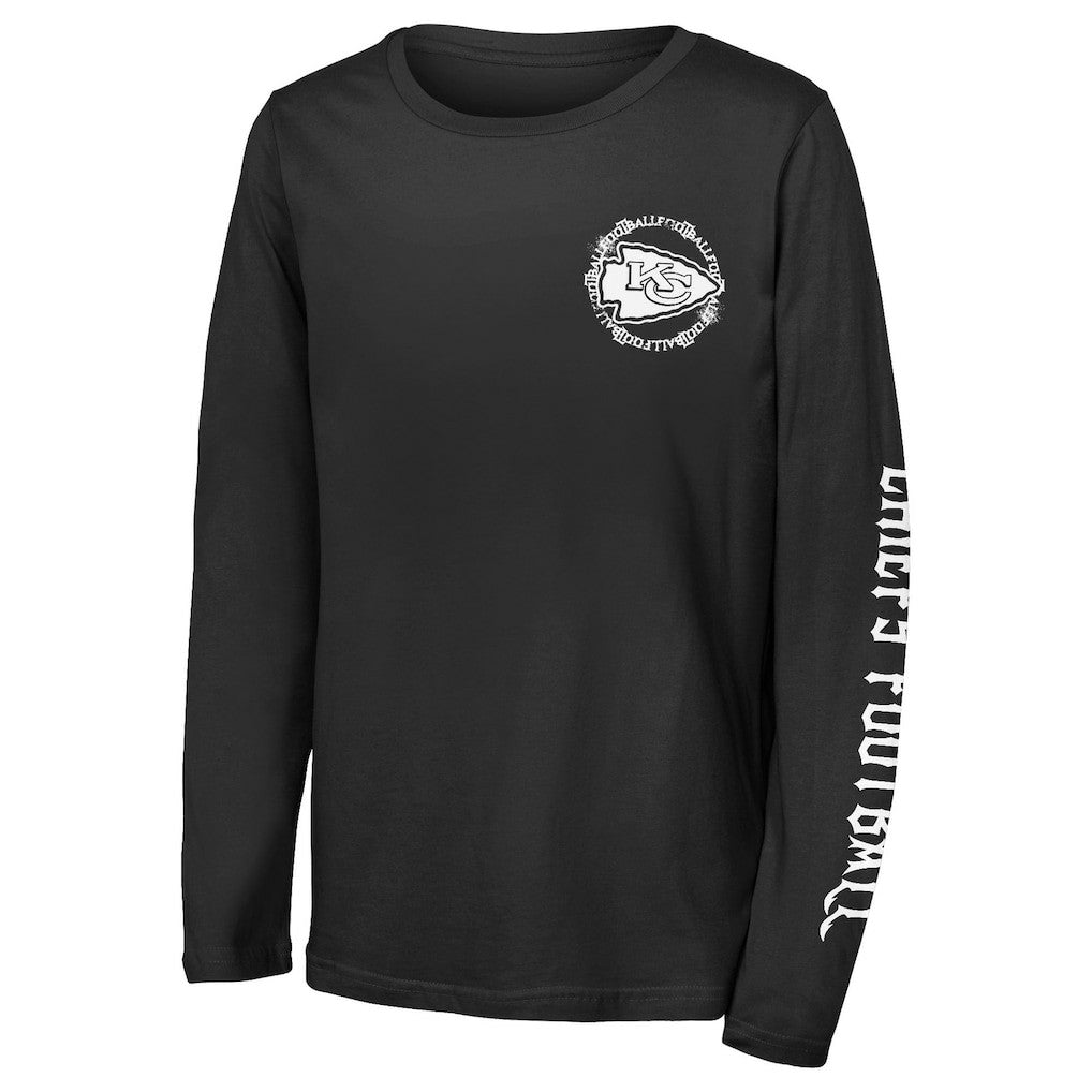 Kansas City Chiefs Outerstuff Youth Rumble Long Sleeve T-Shirt - Black cheap