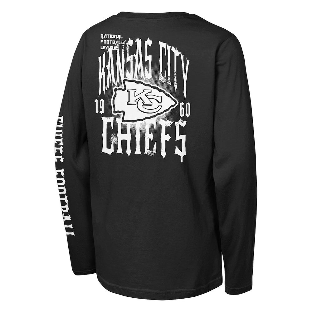 Kansas City Chiefs Outerstuff Youth Rumble Long Sleeve T-Shirt - Black cheap