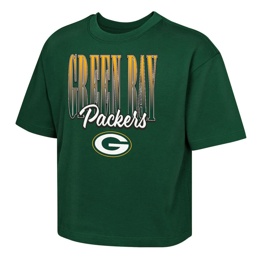 Green Bay Packers Outerstuff Girls Youth Big City Boxy T-Shirt - Green cheap